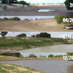 Seca em 2016 e recuperada no início de 2017, no Queimadas não pegou muita água no inverno seguinte, para encher nas trovoadas de 2018 - (foto-montagem Ascom Cohidro - Fernando Augusto)